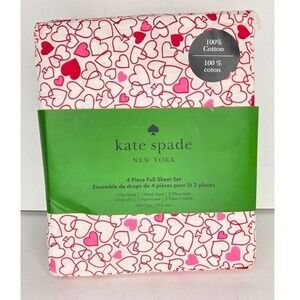 Kate Spade Full Cotton‎ Red Heart Sheet Set Valentines Day